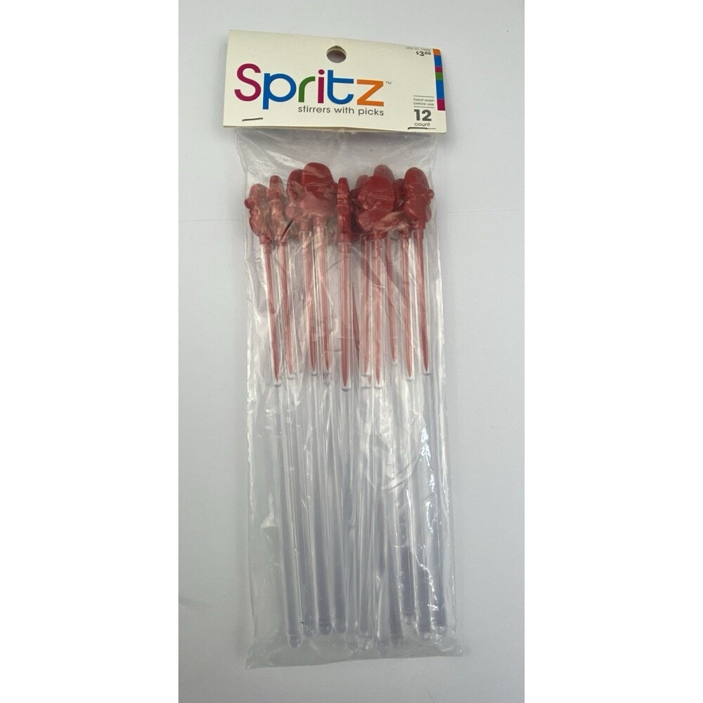 Target Spritz‎ Christmas Stirrers with Picks Red Santa 1 pack of 12 New!